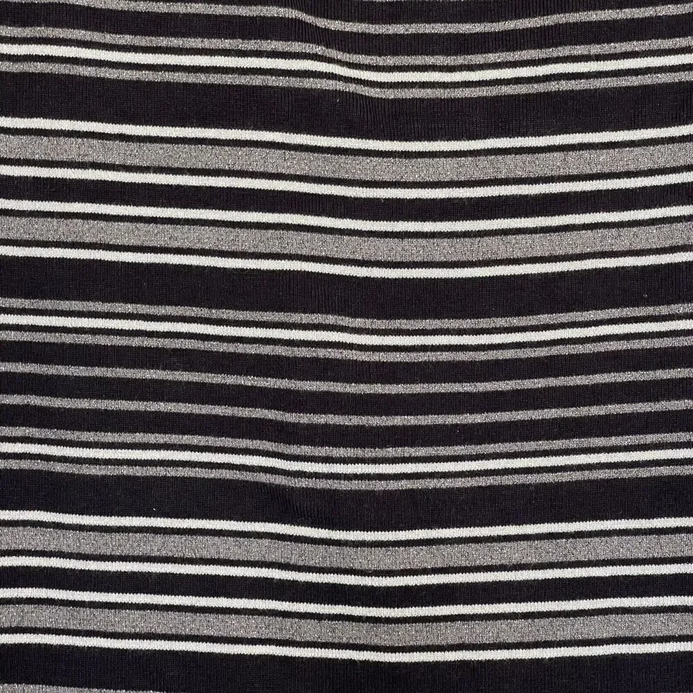 Loft Outlet Womens Skirt Gray Striped Pencil Metallic Black Silver Sparkle Sz XS